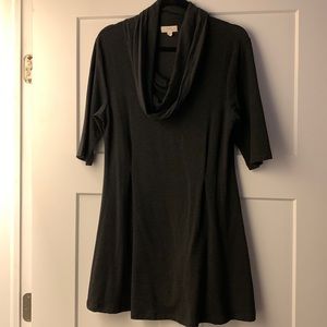 Charcoal gray long knit top or short dress. Size large.
